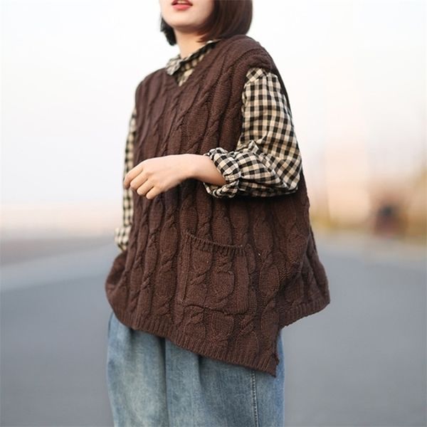 johnature spring new hooded sweaters 5 color women knitted sleeveless vintage pockets pullover korean style women sweaters 201130, White;black
johnature spring new hooded sweaters 5 color women knitted sleeveless vintage pockets pullover korean style women sweaters 201130, White;black