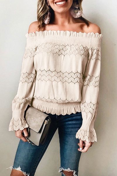 2021 new spring and autumn solid color fashion simple leisure show fine lace a word paste sleeve krcv, White
2021 new spring and autumn solid color fashion simple leisure show fine lace a word paste sleeve krcv, White