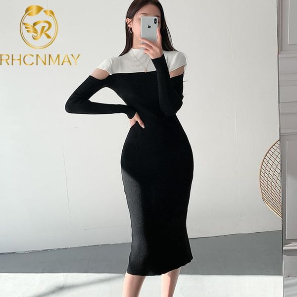 korean style women temperament slim color matching leaky shoulder long sleeve knitted sweater dress, Black;gray
korean style women temperament slim color matching leaky shoulder long sleeve knitted sweater dress, Black;gray