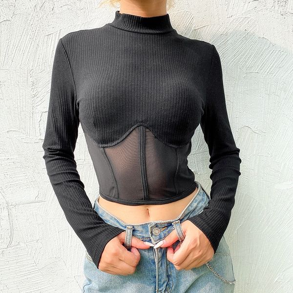 2019ins coat t-shirt women's small high neck pothole stitching mesh navel exposed t-shirt 8yylk, White
2019ins coat t-shirt women's small high neck pothole stitching mesh navel exposed t-shirt 8yylk, White