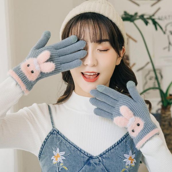 five fingers gloves warm winter knitted full finger mittens women cute cartoon touchable screen handschoenen, Blue;gray
five fingers gloves warm winter knitted full finger mittens women cute cartoon touchable screen handschoenen, Blue;gray
