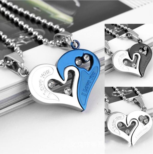 heart to heart lovers necklace men's and women's titanium steel pendant gsfn008 (with chain) mix order 20 pieces a lot, Silver
heart to heart lovers necklace men's and women's titanium steel pendant gsfn008 (with chain) mix order 20 pieces a lot, Silver