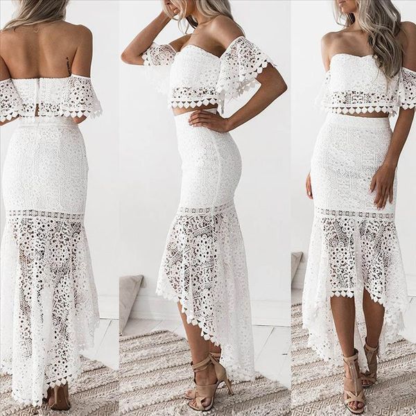 women white lace dresses ladies sets summer lace slim strapless backless irregular pencil dresses off shoulder two pcs#5$, Black;gray
women white lace dresses ladies sets summer lace slim strapless backless irregular pencil dresses off shoulder two pcs#5$, Black;gray