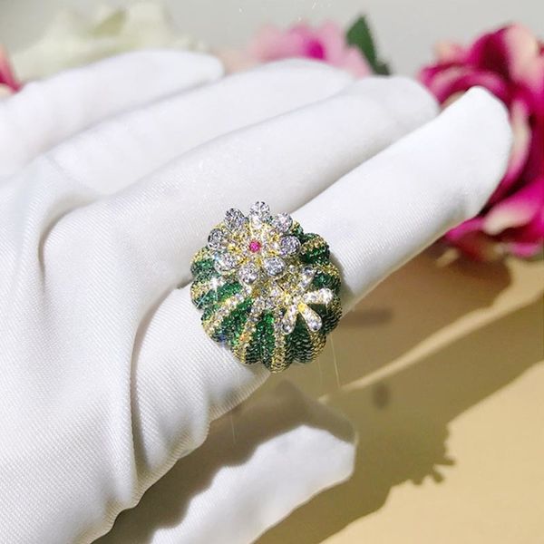 dazz dubai brand ring prickly pear design green flowers 900 shiny zircon for african women's unique luxury accessories gift 201006, Golden;silver
dazz dubai brand ring prickly pear design green flowers 900 shiny zircon for african women's unique luxury accessories gift 201006, Golden;silver
