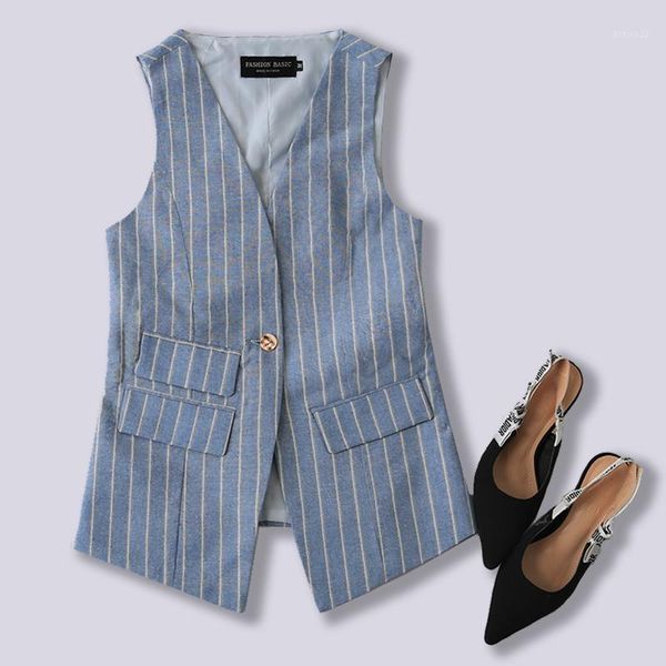 women's vests 2021 spring and autumn korean fashion long single button blue striped vest jacket plus size1, Black;white
women's vests 2021 spring and autumn korean fashion long single button blue striped vest jacket plus size1, Black;white