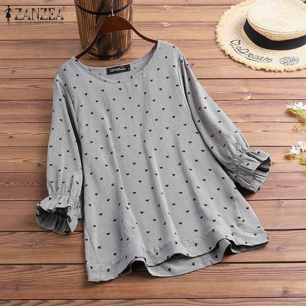 women's blouses & shirts stylish printed check blouse zanzea 2021 casual ruffle sleeve female o neck work blusas oversized tunic 5xl, White
women's blouses & shirts stylish printed check blouse zanzea 2021 casual ruffle sleeve female o neck work blusas oversized tunic 5xl, White