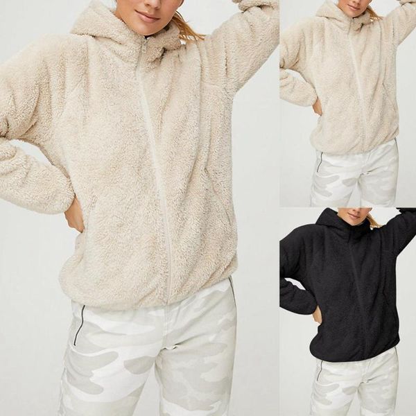 plush fleece coat plus size women winter fluffy 2020 solid long sleeve hooded zipper fake fur wollen coat female overcoat, Black
plush fleece coat plus size women winter fluffy 2020 solid long sleeve hooded zipper fake fur wollen coat female overcoat, Black