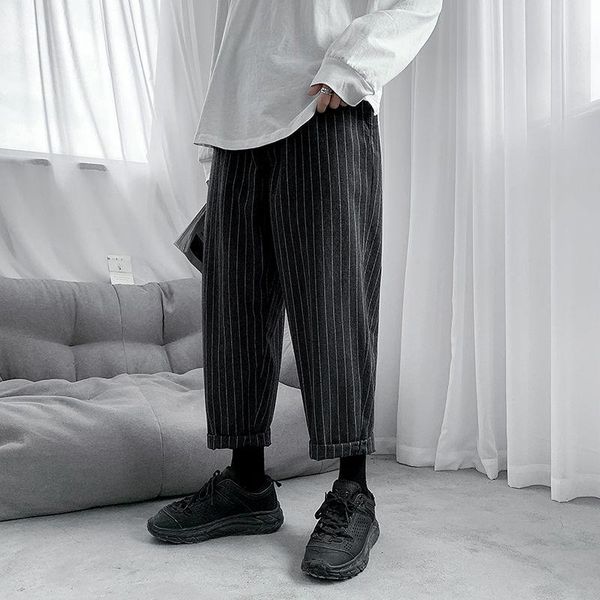 men's pants casual 2021 spring autumn loose straight trousers striped cropped campus youth men large size m-5xl, Black
men's pants casual 2021 spring autumn loose straight trousers striped cropped campus youth men large size m-5xl, Black