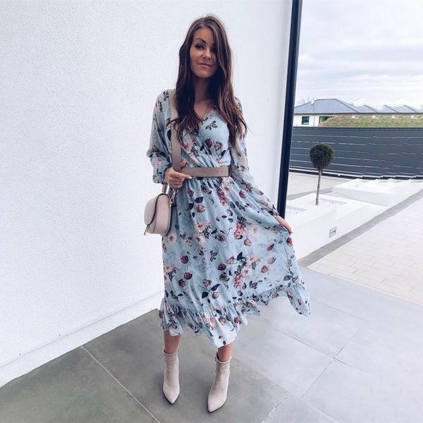 women bohemian ruffled flower printed a line dress long sleeve v neck elegant casual dress 2021 summer new fashion dress, Black;gray
women bohemian ruffled flower printed a line dress long sleeve v neck elegant casual dress 2021 summer new fashion dress, Black;gray