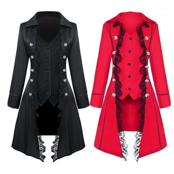 women's fashion jacket medievals vintage gothic lace solid color long sleeve triple-breasted casual female patchwork coat #401, Black;brown
women's fashion jacket medievals vintage gothic lace solid color long sleeve triple-breasted casual female patchwork coat #401, Black;brown