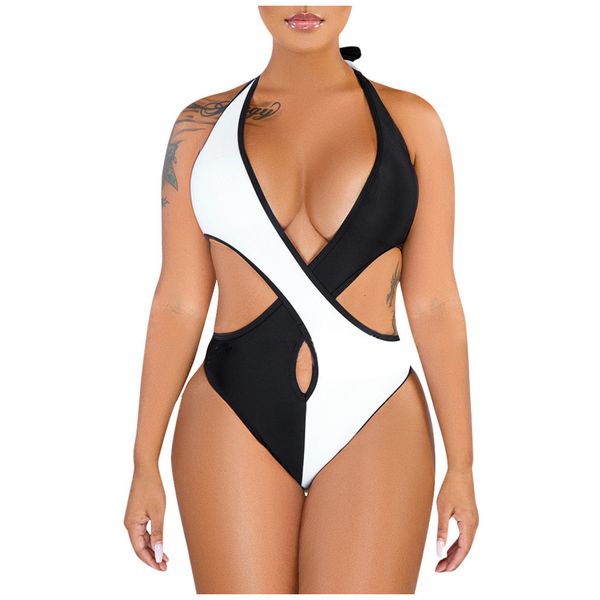women's one-piece backless patchwork bikini swimwear swimsuit beachwear bathing suits beach wear swimming suit for women, White;black
women's one-piece backless patchwork bikini swimwear swimsuit beachwear bathing suits beach wear swimming suit for women, White;black
