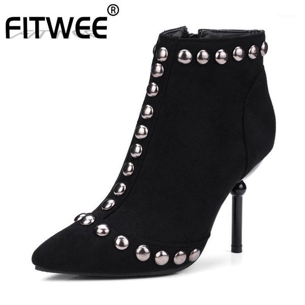 fitwee trend women ankle boots rivets pointed toe thin high heels shoes autumn winter club punk women footwear size 32-481, Black
fitwee trend women ankle boots rivets pointed toe thin high heels shoes autumn winter club punk women footwear size 32-481, Black