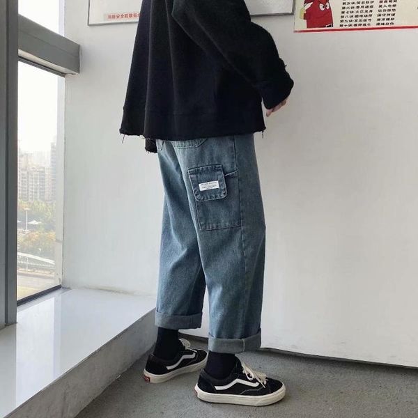 spring & autumn korean style ins fashion wide leg pants harajuku wild pockets jeans men loose straight pants for male1, Blue
spring & autumn korean style ins fashion wide leg pants harajuku wild pockets jeans men loose straight pants for male1, Blue