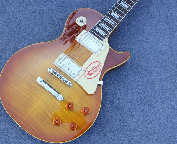 electric guitar g custom guitar rosewood fingerboardflamed maple wood one piece wood neck and body , abr - 1 bridge yellow binding
electric guitar g custom guitar rosewood fingerboardflamed maple wood one piece wood neck and body , abr - 1 bridge yellow binding