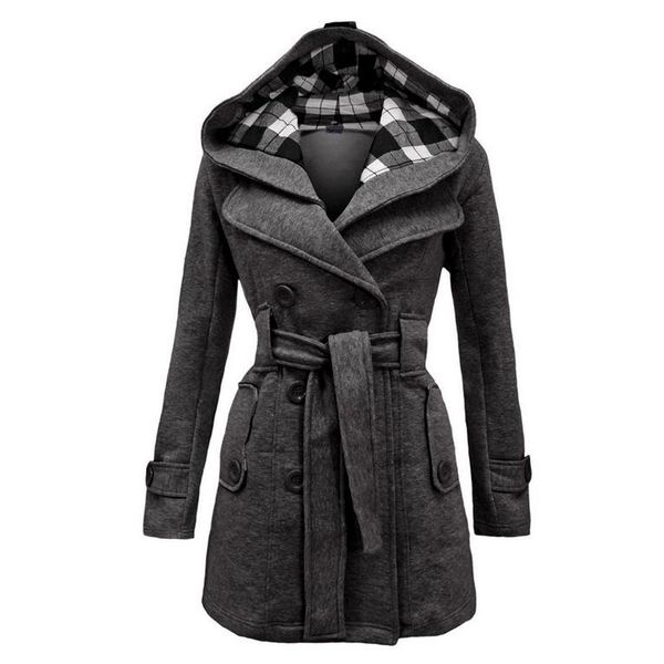 winter hooded belt double-breasted blends pockets thick coat women casual overcoat outerwear long jacket with plaid hatx1020, Black
winter hooded belt double-breasted blends pockets thick coat women casual overcoat outerwear long jacket with plaid hatx1020, Black