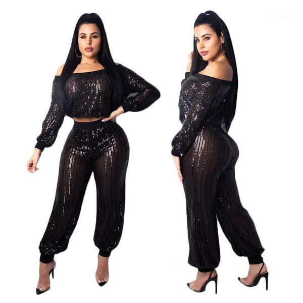 women's jumpsuits & rompers stripe sequins sheer two piece set women slash neck off shoulder lantern sleeve crop bloomers pants clu, Black;white
women's jumpsuits & rompers stripe sequins sheer two piece set women slash neck off shoulder lantern sleeve crop bloomers pants clu, Black;white