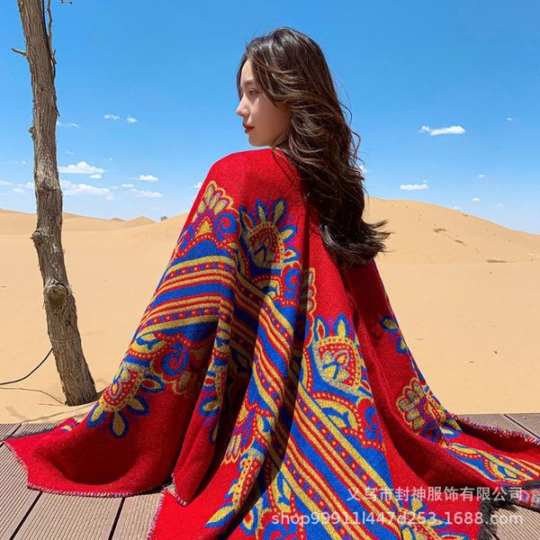 new style ethnic knitted coat travel p shoot cloak shawl female autumn & winter outdoor sun-resistant scarf red, Blue;gray
new style ethnic knitted coat travel p shoot cloak shawl female autumn & winter outdoor sun-resistant scarf red, Blue;gray