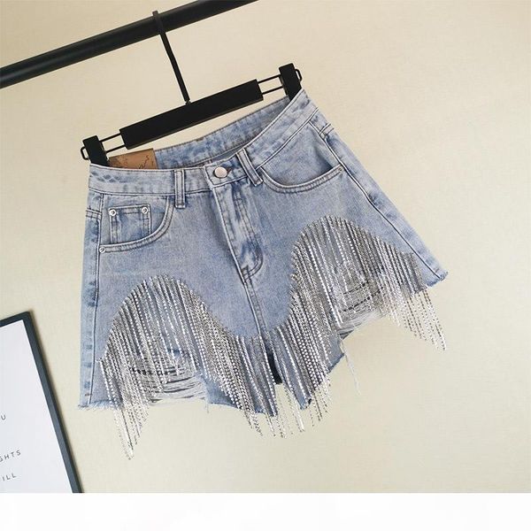 2019 summer fashion wide leg women's heavy rhinestone fringed hole jeans shorts female high waist denim shorts, Blue
2019 summer fashion wide leg women's heavy rhinestone fringed hole jeans shorts female high waist denim shorts, Blue