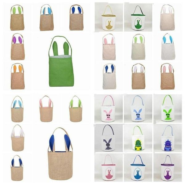 

dhl easter rabbit bucket easter bunny basket jute kids egg candies baskets gifts candy canvas barrel tote easter handbags bags fy4454