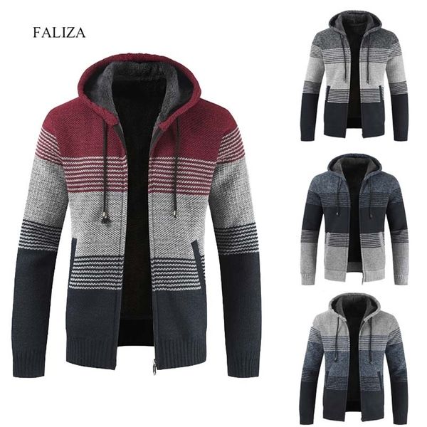 faliza men's autumn winter thick warm hooded stripe wool sweater cardigan jumpers zipper fleece coat men xy103 201210, White;black
faliza men's autumn winter thick warm hooded stripe wool sweater cardigan jumpers zipper fleece coat men xy103 201210, White;black