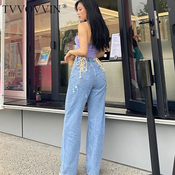 women's jeans tvvovvin high-waisted hollow-tied wide loose straight-leg casual trousers denim leg pants qvq11, Blue
women's jeans tvvovvin high-waisted hollow-tied wide loose straight-leg casual trousers denim leg pants qvq11, Blue
