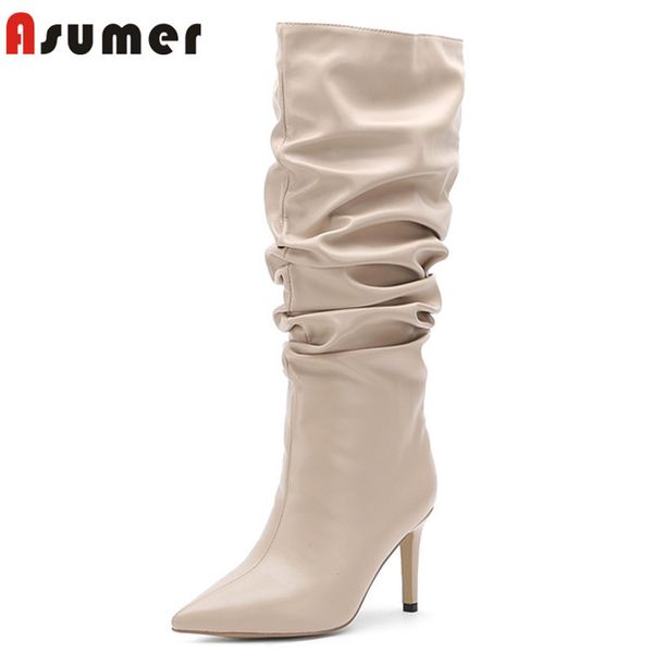 asumer 2020 knee high boots women pleated pointed toe thin high heels dress party shoes autumn winter long boots woman lj201130, Black
asumer 2020 knee high boots women pleated pointed toe thin high heels dress party shoes autumn winter long boots woman lj201130, Black