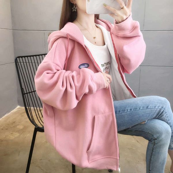 korean autumn new winter solid 2020 color hooded sweater women's loose and versatile zipper coat ins fashion, Gray
korean autumn new winter solid 2020 color hooded sweater women's loose and versatile zipper coat ins fashion, Gray