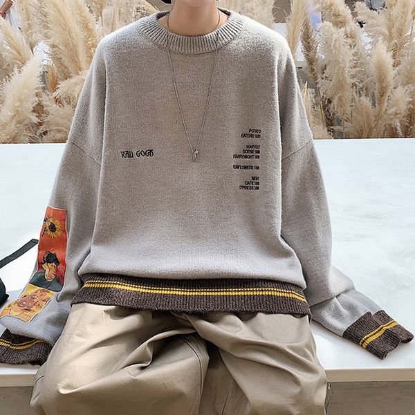 autumn winter tide letter o neck sweater men loose vintage painting embroidery knitted mens pullover sweaters jersey hombre 201203, White;black
autumn winter tide letter o neck sweater men loose vintage painting embroidery knitted mens pullover sweaters jersey hombre 201203, White;black