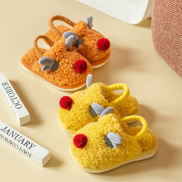 children's cotton slippers keep warm indoors in winter. cute cartoon antler boys and girls' home anti-slip baby cotton slippers x1, Black 
children's cotton slippers keep warm indoors in winter. cute cartoon antler boys and girls' home anti-slip baby cotton slippers x1, Black