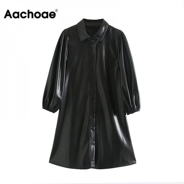 aachoae women black color pu leather mini dress lantern long sleeve streetwear female dresses a line turn down collar sundresses lj201203, White;black
aachoae women black color pu leather mini dress lantern long sleeve streetwear female dresses a line turn down collar sundresses lj201203, White;black