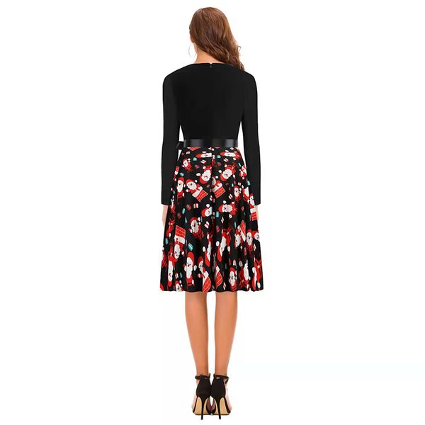 woman fashion new christmas dress printing temperament waist retraction show thin dress, Black;gray
woman fashion new christmas dress printing temperament waist retraction show thin dress, Black;gray