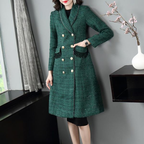 french small sweet wind coat female in long qiu dong 20 years new temperament show thin tweed coat 203504, Black
french small sweet wind coat female in long qiu dong 20 years new temperament show thin tweed coat 203504, Black