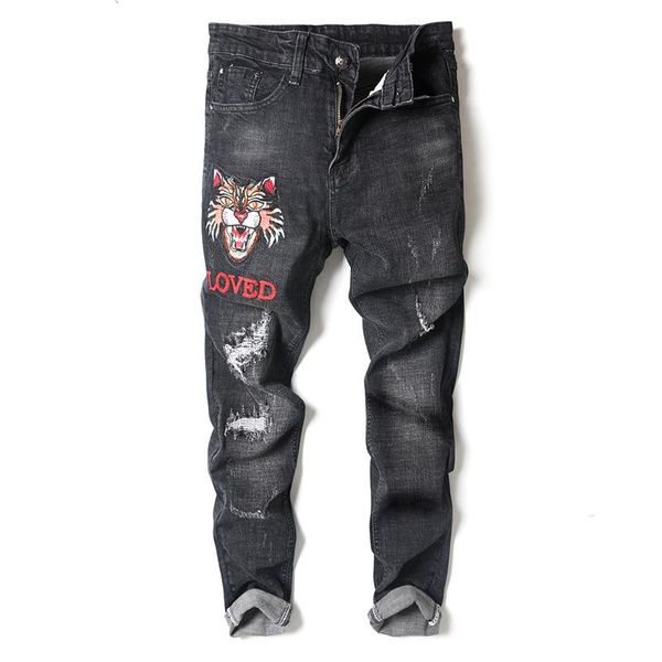 skinny jeans men's destroyed slim fit frayed ripped biker jeans 2020 spring casual streetwear embroidery pencil pants, Blue
skinny jeans men's destroyed slim fit frayed ripped biker jeans 2020 spring casual streetwear embroidery pencil pants, Blue
