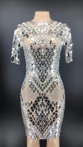 women sparkly silvermirrors mesh dress women birthday party celebrate rhinestones dress evening dance costume, Black;red
women sparkly silvermirrors mesh dress women birthday party celebrate rhinestones dress evening dance costume, Black;red