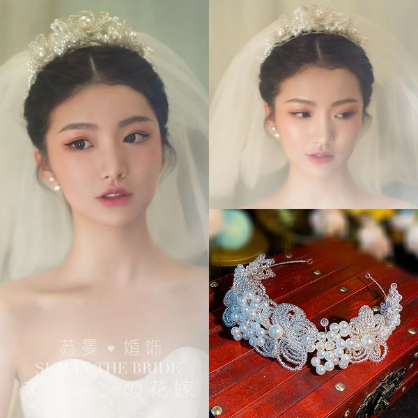 japan and south korea flower band mori bridal headdress handmade beaded hair wedding dress accessories princess crown, Silver
japan and south korea flower band mori bridal headdress handmade beaded hair wedding dress accessories princess crown, Silver