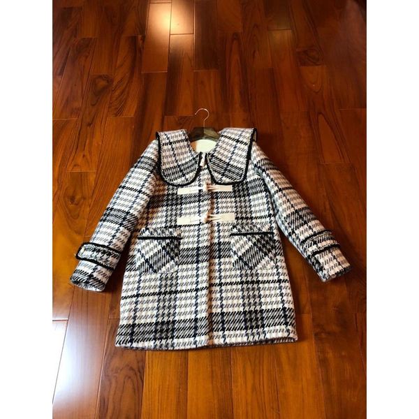 women's wool & blends 10.27 plaid coat women winter fashion vintage horn button doll collar lapel warm lining fleece mid-length outerwe, Black
women's wool & blends 10.27 plaid coat women winter fashion vintage horn button doll collar lapel warm lining fleece mid-length outerwe, Black