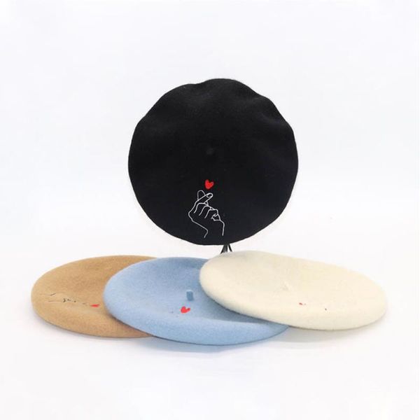 sweet women winter hats with embroidery love solid black grey artist painter berets for winter western style wool beret hats, Blue;gray
sweet women winter hats with embroidery love solid black grey artist painter berets for winter western style wool beret hats, Blue;gray