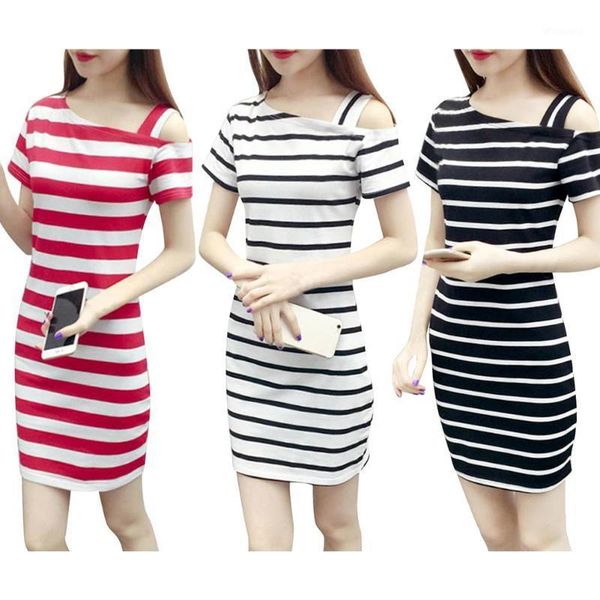 2019 new boat neck oblique shoulder cotton striped short sleeve casual dress slim summer dresses1, Black;gray
2019 new boat neck oblique shoulder cotton striped short sleeve casual dress slim summer dresses1, Black;gray