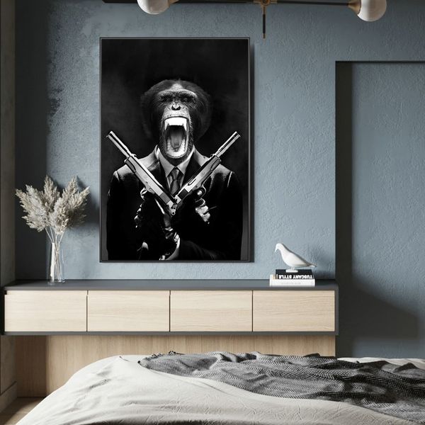 funny monkey holding guns posters & prints roar monkey wall art canvas painting animal wall picture for living room kids room decor
funny monkey holding guns posters & prints roar monkey wall art canvas painting animal wall picture for living room kids room decor