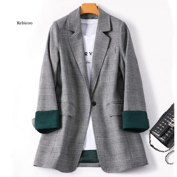 spring and autumn women blazers plaid coat new loose fashion temperament casual suit jacket lady1, White;black
spring and autumn women blazers plaid coat new loose fashion temperament casual suit jacket lady1, White;black