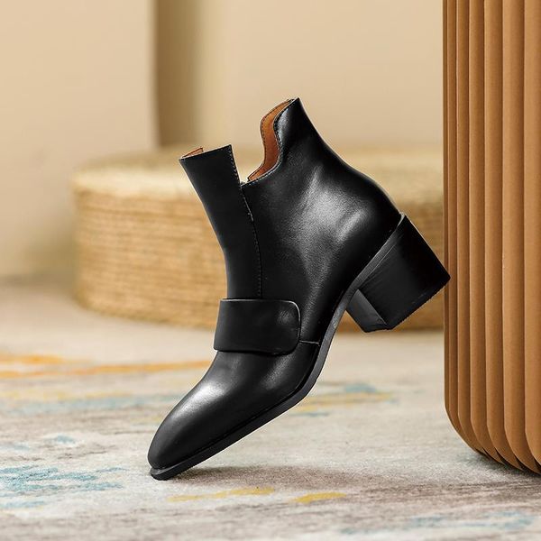 genuine leather thick high heels ladies boots concise classic design 2020 retro women pumps party office lady shoes woman, Black
genuine leather thick high heels ladies boots concise classic design 2020 retro women pumps party office lady shoes woman, Black