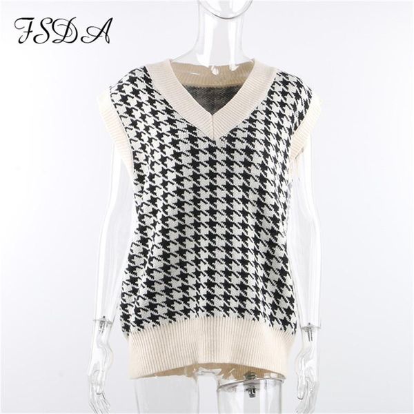 fsda 2020 women houndstooth vest sweater casual v neck sleeveless autumn winter jumper knitted korean style pullover loose q bbyqla, White;black
fsda 2020 women houndstooth vest sweater casual v neck sleeveless autumn winter jumper knitted korean style pullover loose q bbyqla, White;black