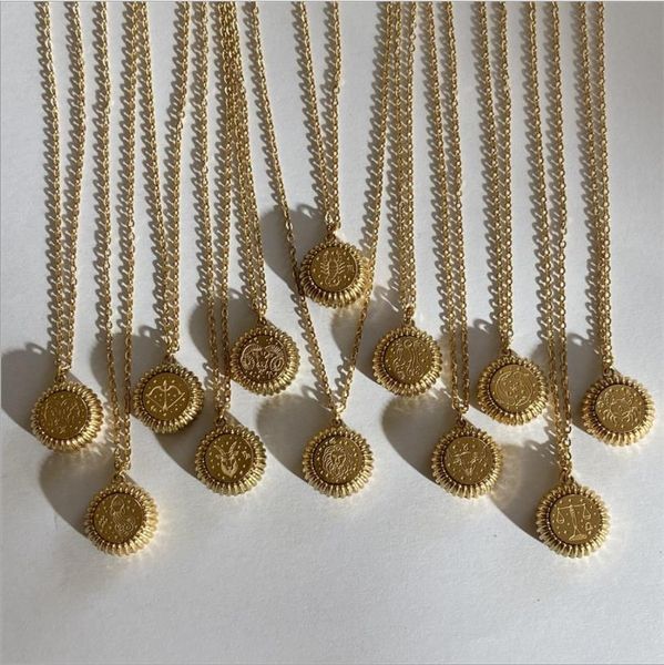 12 month birth sign pendant necklace pvd round 18k gold plated stainless steel non tarnish waterproof jewelry, Silver
12 month birth sign pendant necklace pvd round 18k gold plated stainless steel non tarnish waterproof jewelry, Silver