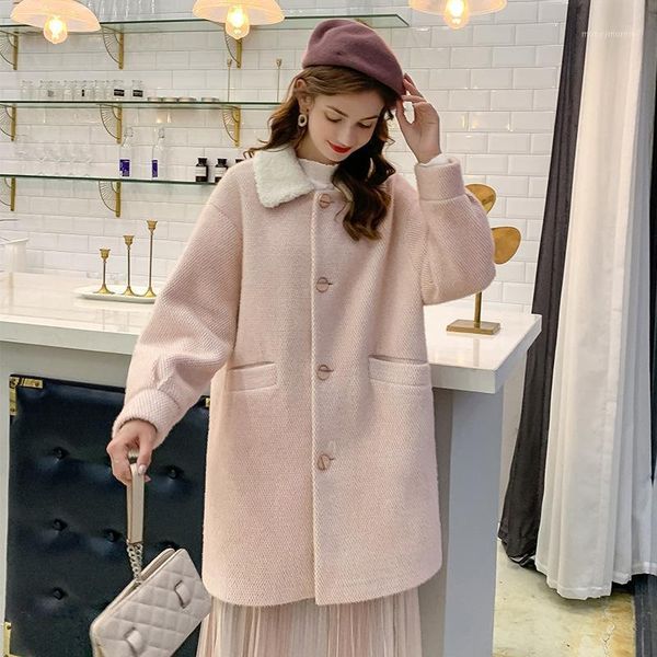 women's wool & blends fashion solid loose pockets women winter coat single breasted coats and jackets turn-down collar cashmere coat1, Black
women's wool & blends fashion solid loose pockets women winter coat single breasted coats and jackets turn-down collar cashmere coat1, Black