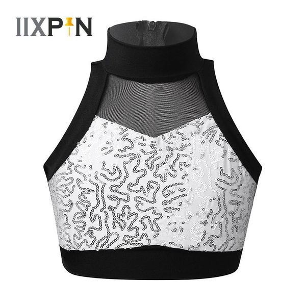 kids girls dance tank ballet stage performance costume crop shiny sequins sleeveless mesh splice vest dance clothes, Black;red
kids girls dance tank ballet stage performance costume crop shiny sequins sleeveless mesh splice vest dance clothes, Black;red