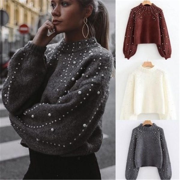 fall / winter 2019 women's sweaters and pullovers bead lantern sleeve knitted sweater pullovers women multicolor slim1, White;black
fall / winter 2019 women's sweaters and pullovers bead lantern sleeve knitted sweater pullovers women multicolor slim1, White;black