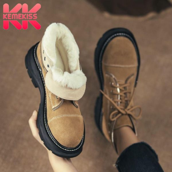 kemekiss women boots real leather warm plush fur winter shoes woman ankle snow boots fashion lace up boot women size 34-42, Black
kemekiss women boots real leather warm plush fur winter shoes woman ankle snow boots fashion lace up boot women size 34-42, Black