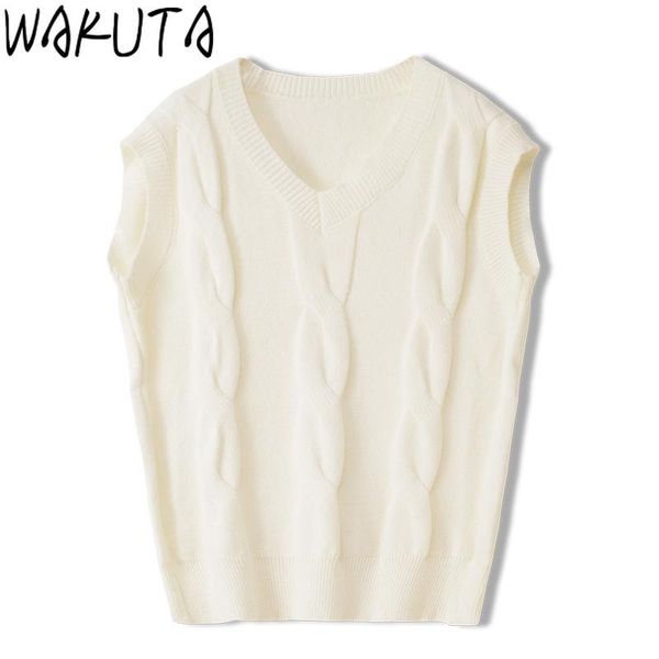women's vests wakuta vest women 2021 autumn chic solid loose sleeveless waistcoat knitted v-neck all-match female coats simple leisure, Black;white
women's vests wakuta vest women 2021 autumn chic solid loose sleeveless waistcoat knitted v-neck all-match female coats simple leisure, Black;white