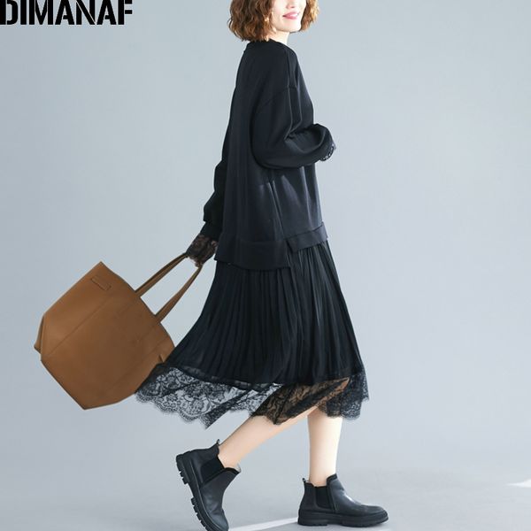 dimanaf plus size women dress long sleeve cotton lace spliced fashion lady elegant vestidos female clothes pleated loose autumn lj201203, White;black
dimanaf plus size women dress long sleeve cotton lace spliced fashion lady elegant vestidos female clothes pleated loose autumn lj201203, White;black