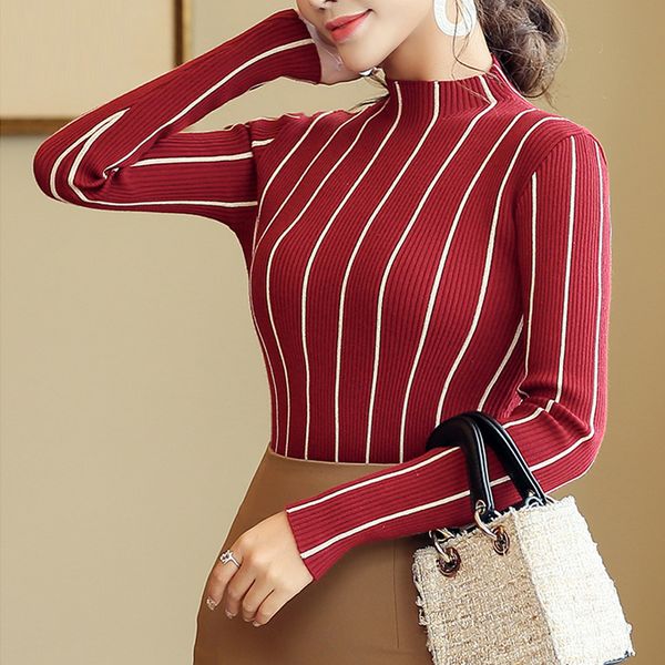 2021 new blouses autumn knitted sweaters women's pullovers stripe long skinny jumper half soft turtleneck pull clothes zz22, Black;brown
2021 new blouses autumn knitted sweaters women's pullovers stripe long skinny jumper half soft turtleneck pull clothes zz22, Black;brown